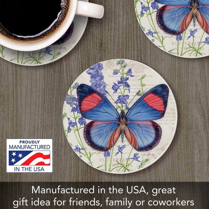 CounterArt Painted Beauty Absorbent Stone Tumbled Tile Coaster Set of 4 Made in The USA Protective Cork Backing