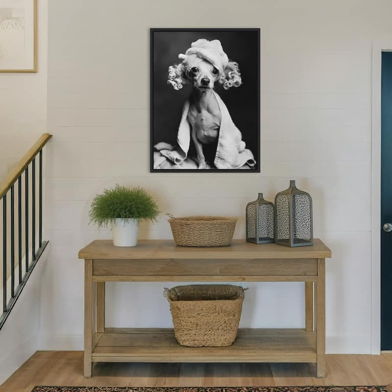 Spa Day Pooch by Niky Rahner Framed Canvas Wall Art