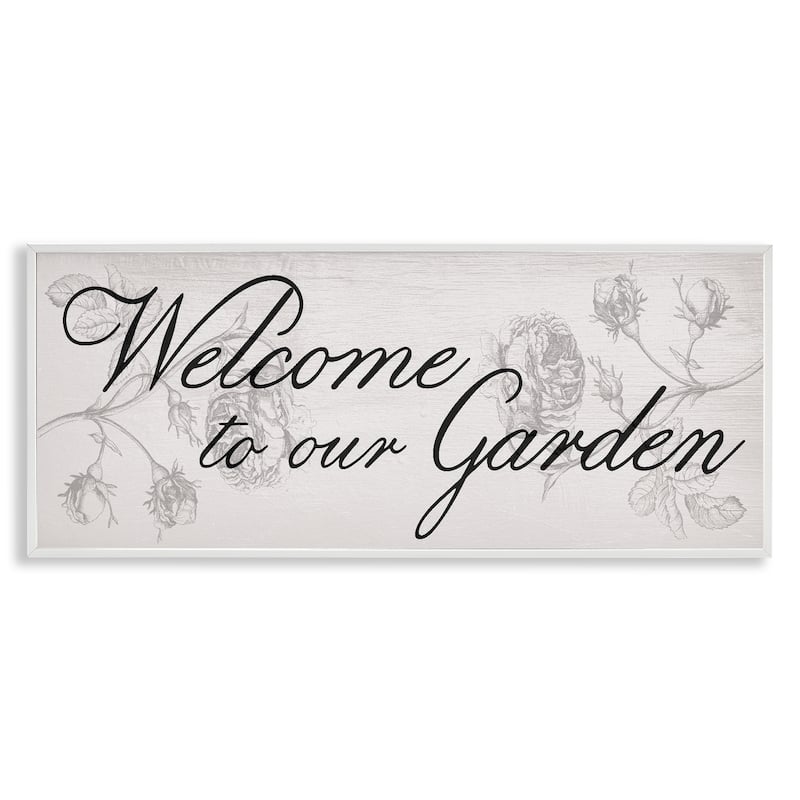 Stupell Vintage Welcome To The Garden Framed Giclee Art Design By Lil' Rue - 24 x 10 - White