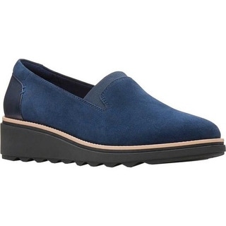 clarks blue suede loafers