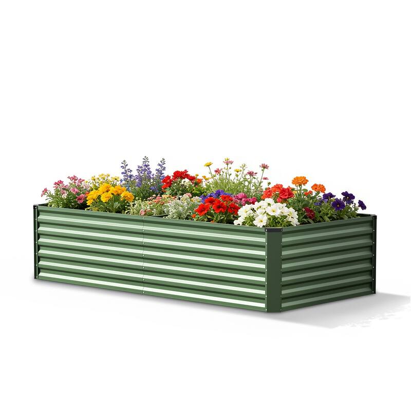 Meyreso 6ft x 3ft x 2ft Galvanized Metal Raised Garden Bed, Durable Outdoor Planter, Rust Resistant, Safety Edging
