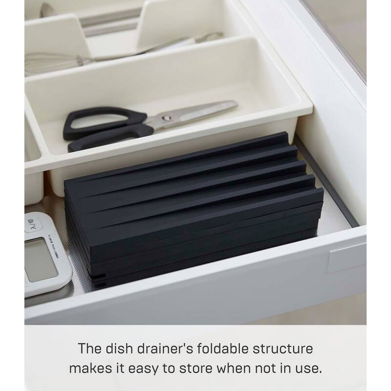 Yamazaki Home Folding Dish Drainer Mat and Trivet, Silicone, Collapsible - L 9.84 x W 15.94 x H 0.51 inches