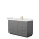 preview thumbnail 71 of 168, Miranda Single Vanity Set, Cultured Marble Top, No Mirror 54-Inch Single - Dark Gray, Gold Trim, White Cultured Marble Top