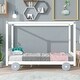preview thumbnail 1 of 6, Twin Size Canopy Car-Shaped Platform Bed,White White