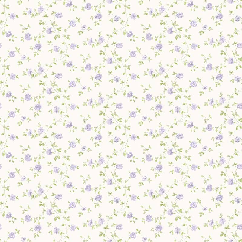 Galerie Wallcoverings Miniatures 3 Miniature Rose Trellis Design Vinyl on Non-woven Matte Wallpaper Roll - 33 feet x 21 inches - Purple
