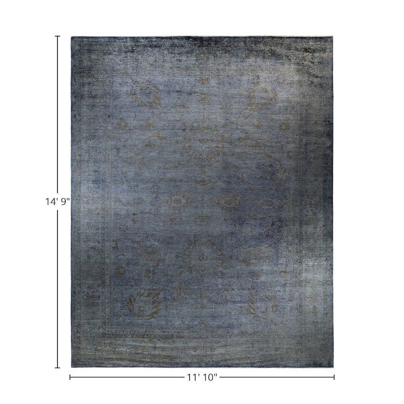 Overton Hand Knotted Wool Vintage Inspired Modern Contemporary Overdyed Purple Area Rug - 11' 10" x 14' 9"
