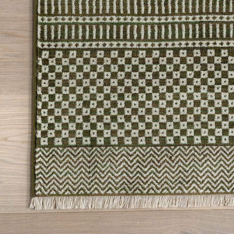 Nuloom Lavender Geometric Fringe Area Rug