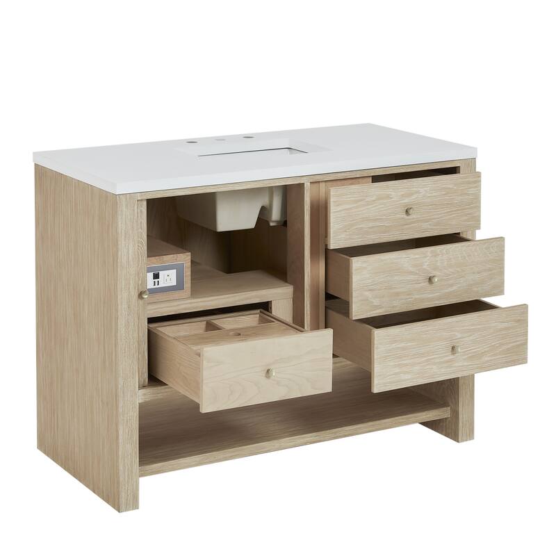 James Martin Vanities Marigot Single 48" Single Vanity, Sunwashed Oak