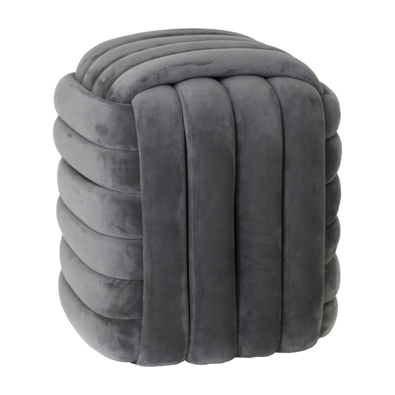 Modern Velvet Cube Knot Accent Stool with Layered Cushion Design