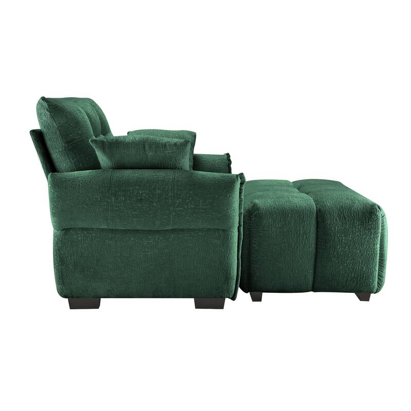 Chenille Ergonomic Lounge Chair with Ottoman, High-Resilience Sponge Cushions and Modular Design