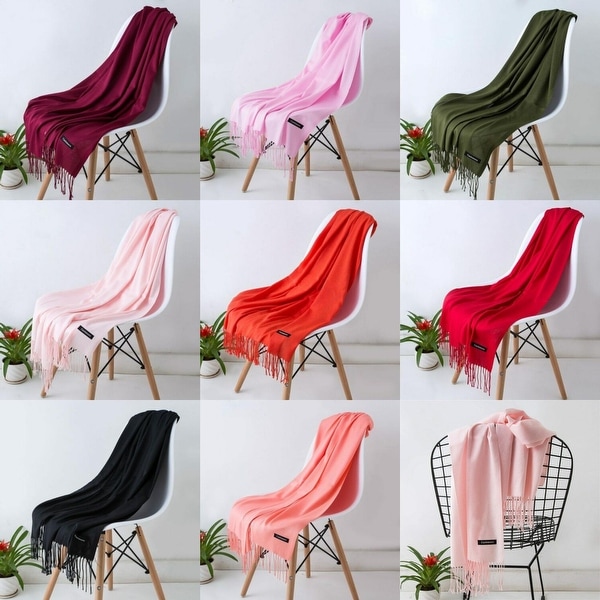 Women Pashmina Cashmere Solid Scarf Shawl Wrap Womens Scarves - Large - L. Opens flyout.