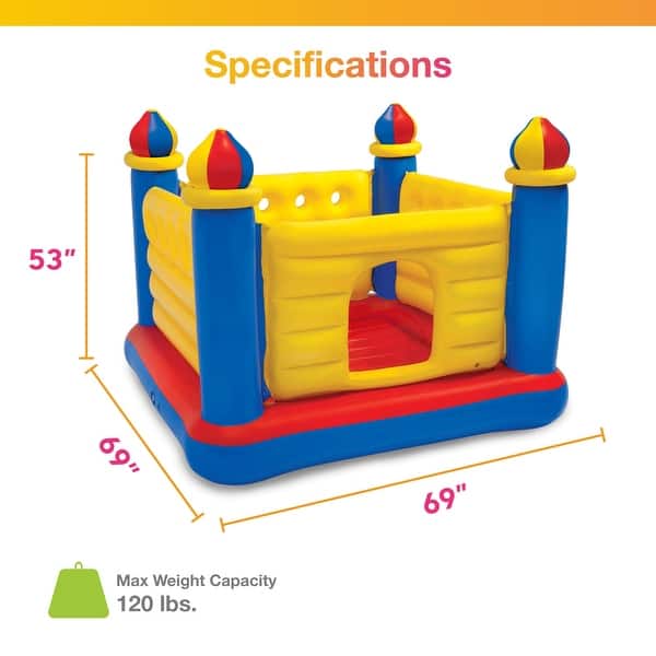 Intex Inflatable Colorful Jump-O-Lene Castle Bounce House, for 2 Kids Ages 3-6 - 26