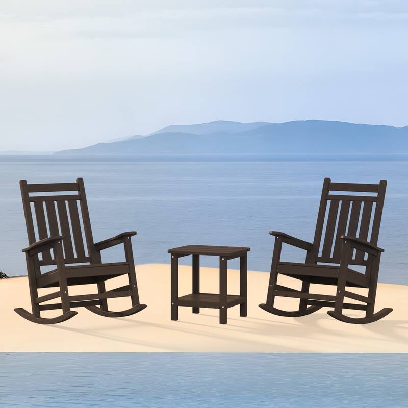 Outdoor Patio HDPE Rocking Chiar, Extra Wide Seat & Backrest