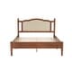 preview thumbnail 13 of 18, Wooden Queen Size Vintage Platform Bed with Rattan Headboard amd Slat Support