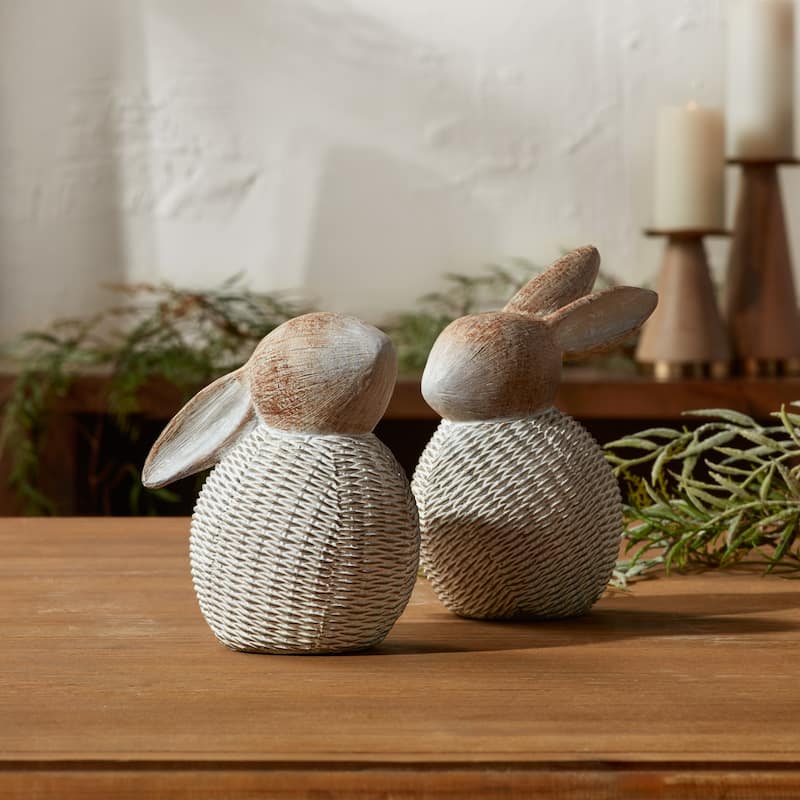 Wicker Bunny Figurine (Set of 2)