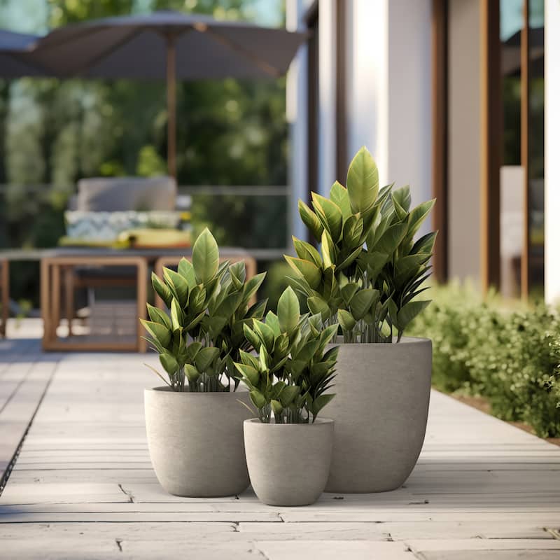 Tall Concrete Round Plant Pots / Large Indoor and Outdoor flower Planters