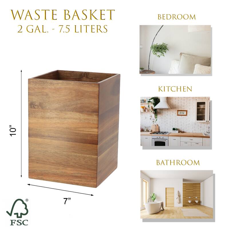 Acacia Wood Bathroom Accessory Set Collection