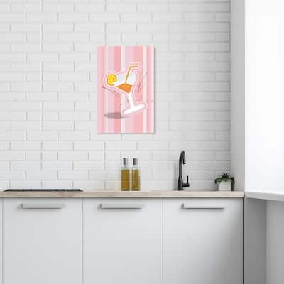 Wynwood Studio Canvas Drinks and Spirits Retro Happy Hour Pink and Light Pink Modern & Contemporary Wall Art Canvas Print