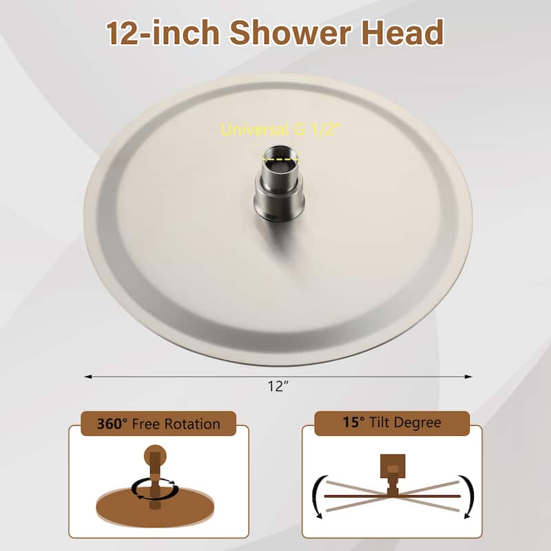 1-Spray Pattern with 2.5 GPM Round Ceiling Mount Rain Fixed Shower Head