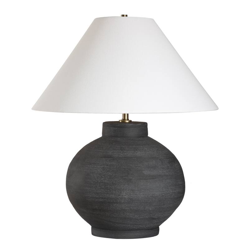 Rustic Charcoal Table Lamp with Tapered Shade - 25.5"