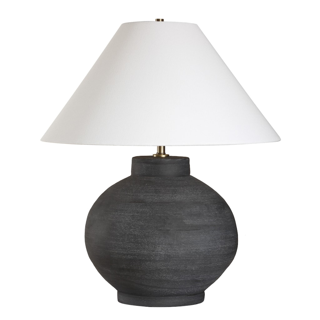 Rustic Charcoal Table Lamp with Tapered Shade - 25.5"