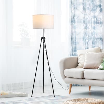HOMCOM Floor Lamp with Fabric Drum Lampshade 59.75"H - 14.5*14.5*59.75