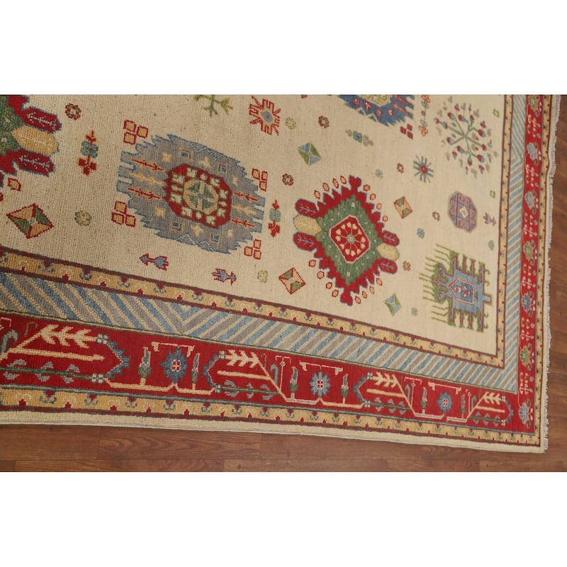 Traditional Kazak Area Rug Hand-Knotted Wool Carpet - 7'0" x 9'11"
