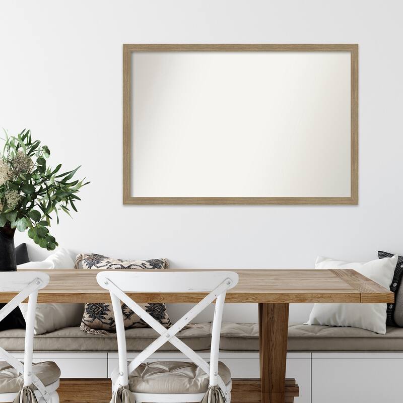 Woodgrain Stripe Non-Beveled Wood Framed Wall Mirror