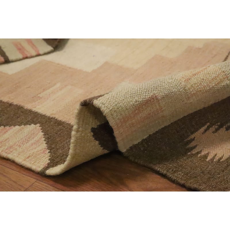 Hand Woven Oriental 100% Wool Carpet Southwestern Tribal Oranges & Rust Kilim Area Rug - 5' 2'' X 3' 2''