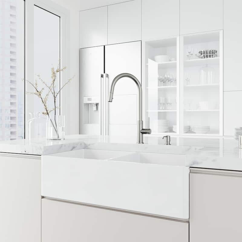 VIGO Bristol 19" H Single Handle Pull-Down Sprayer Kitchen Faucet
