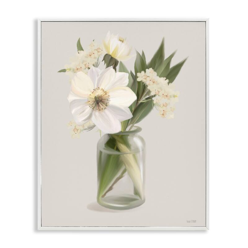 Stupell Spring Flower Bundle Vase Framed Giclee Art Design By House Fenway - 16 x 20 - White