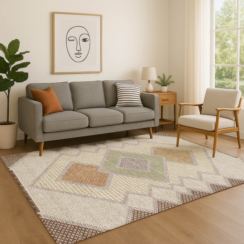 Premium Washable Super Soft Modern Global Mayfield Rug - Brown - 5' x 7'6"
