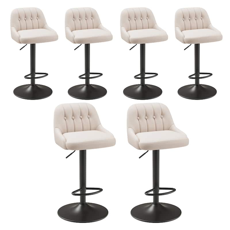 RENEWLINE Adjustable Height Bar Stools with Back, 360° Swivel PU Leather Counter Stools( Set of 1/2/3/4/6)for Kitchen Island