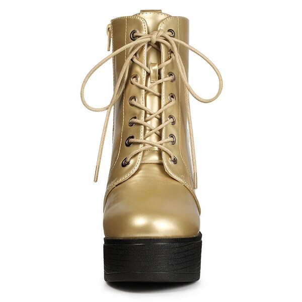 gold combat boots
