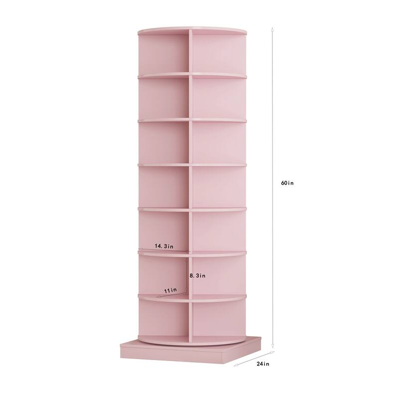 360 Rotating Shoe Cabinet with 7 Layers,Large Space for Storage - Pink