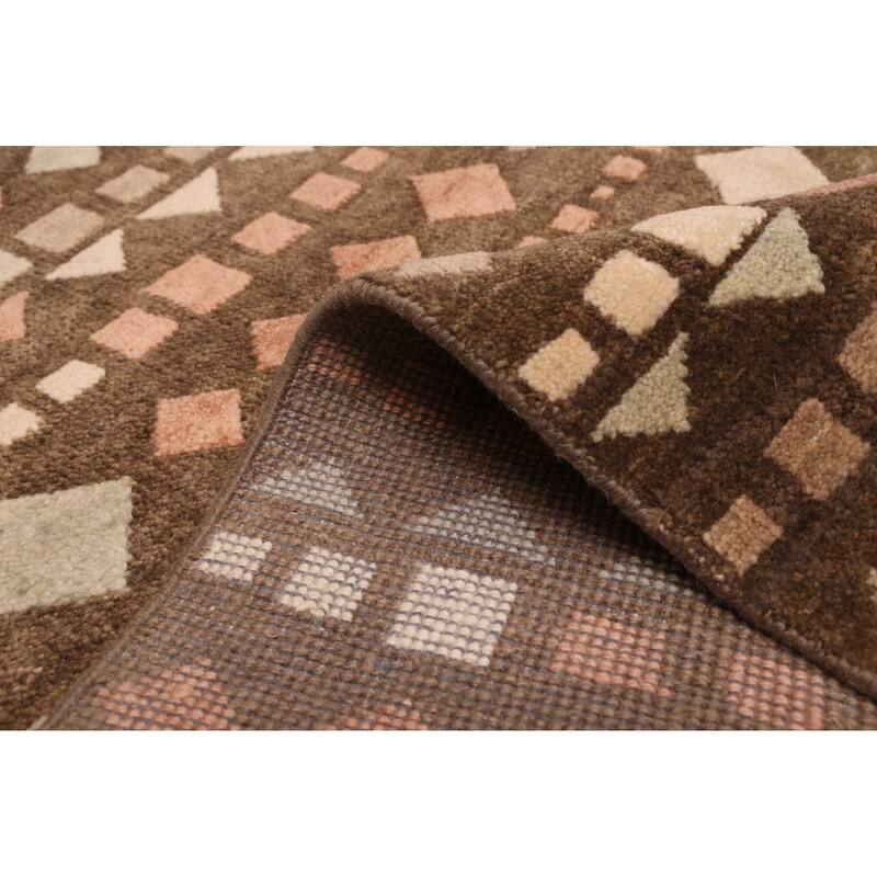 ECARPETGALLERY Hand-knotted Tangier Dark Brown Wool Rug - 8'0 x 9'11