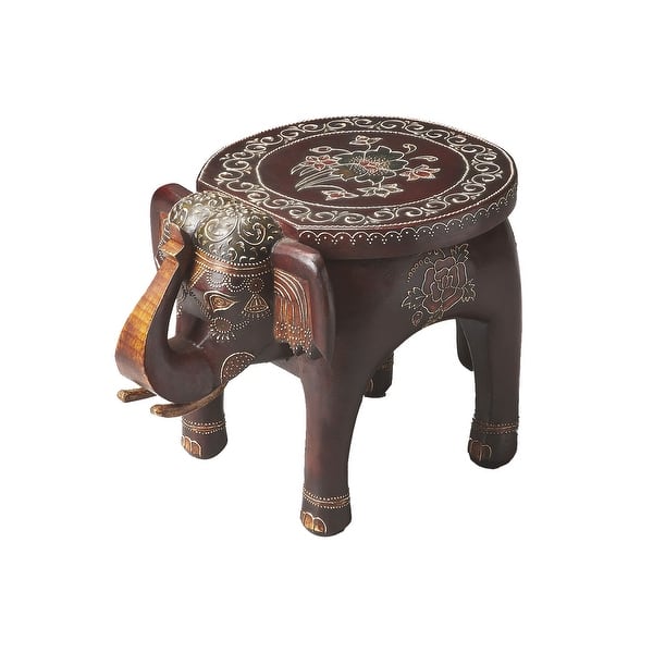 Shop Distressed Solid Wood Elephant Accent Table In Artifact