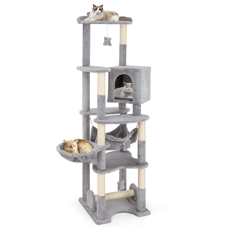 69 Inch Multi-level Cat Tree with Top Perch and Cozy Condo - 19.5" x 19.5"