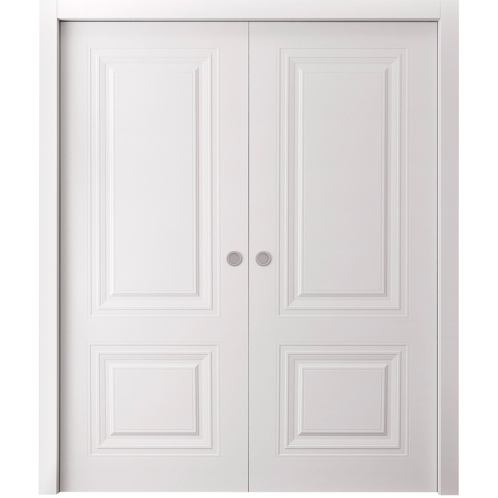 SartoDoors Basic 9772 | Bathroom Door Pocket Door | Solid Wood | Hardware Set | 36x80, White Bedroom Door Pantry Door