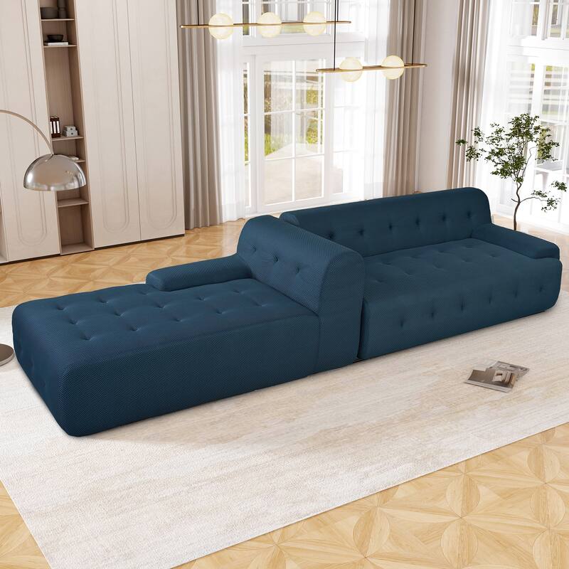 107" Polyester Mesh L-Shaped Modular Sectional Sofa with Deep Seat & Pocket Springs