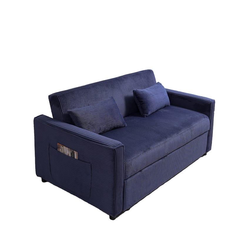 3-in-1 Multi-Functional Futon Sofa Bed, Sofa Bed with Adjustable Backrest, 2 Seater Sofa with Storage Pocket and 2 Pillow