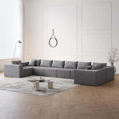 Modern Modular L Shaped Sectional Sofa with Corduroy Upholstery for Living Rooms or Apartments, No-Assembly
