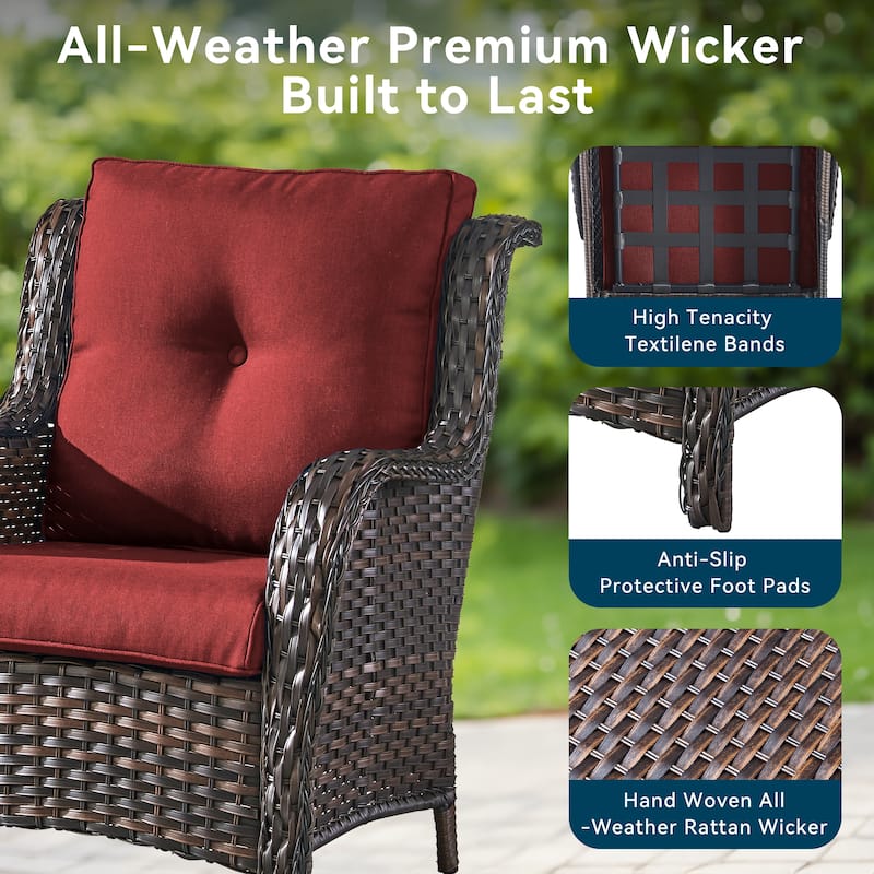Outdoor Wicker High Back Club Chair Brown-Red - Brown