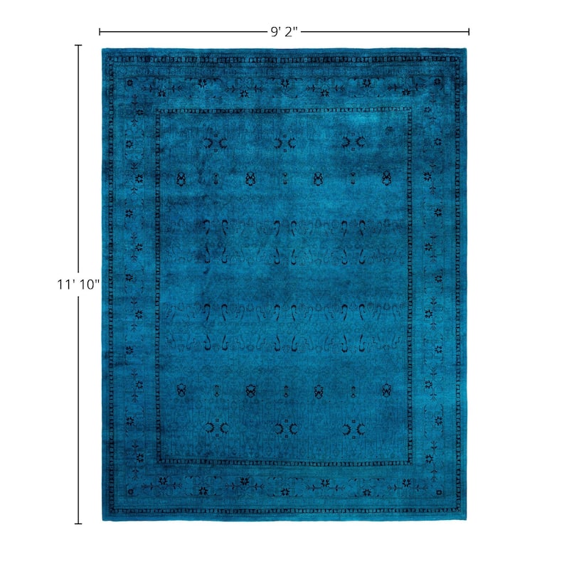 Overdyed One-of-a-Kind Hand-Knotted Area Rug - Green - 9' 2" x 11' 10"
