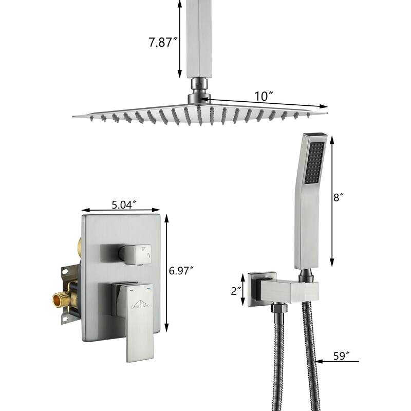 2-Function 10/12/16 In Ceiling Mounted Shower System