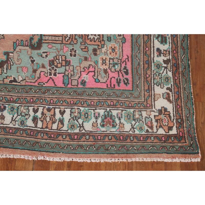 Traditional Hamedan Persian Vintage Rug Hand-Knotted Wool Carpet - 7'0"x 10'6"