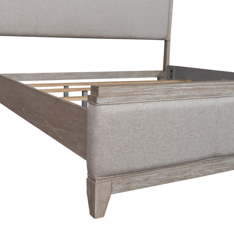 Belmar Washed Taupe & Silver Champagne King California Upholstered Bed