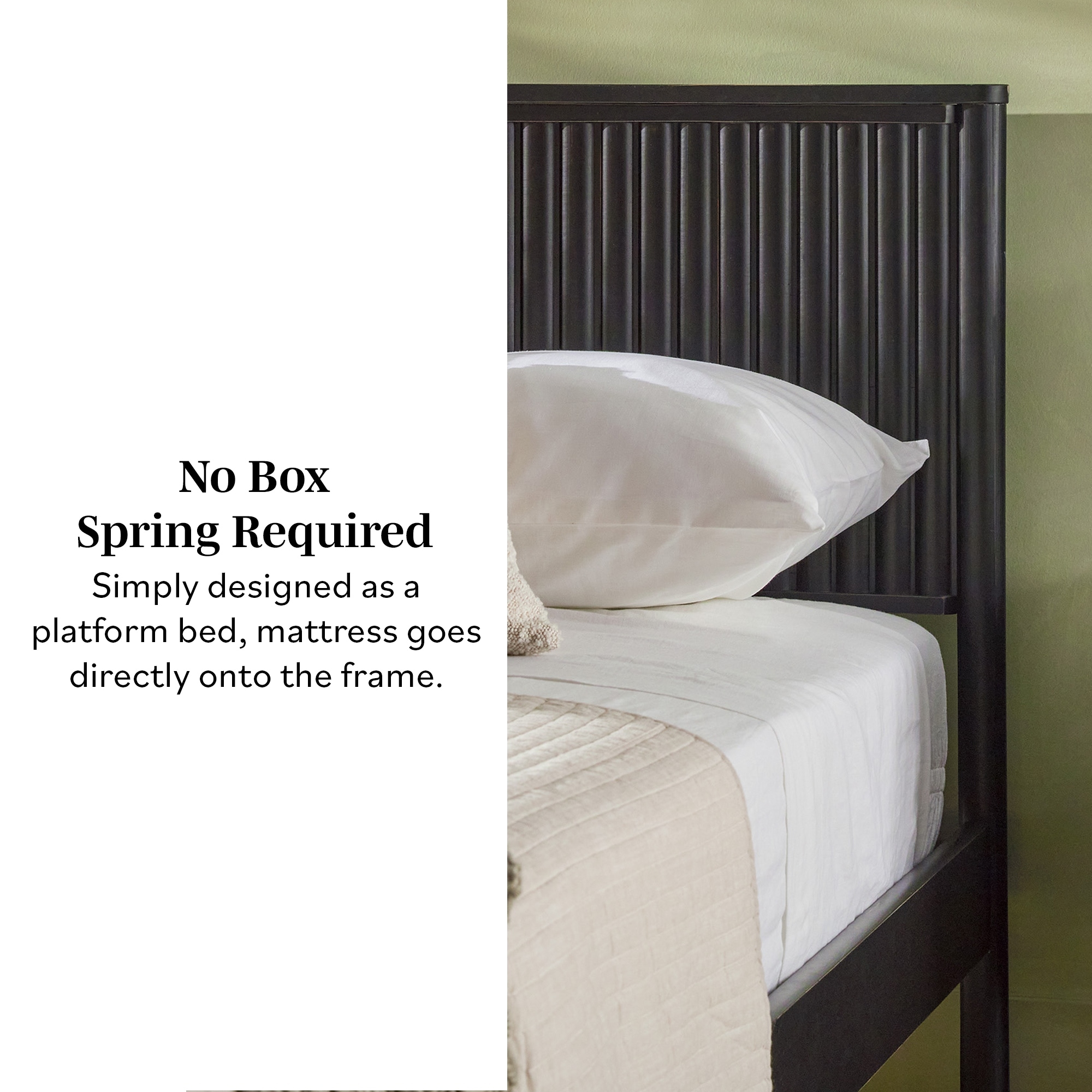 Walker Edison Transitional Solid Wood Reeded Queen Bed