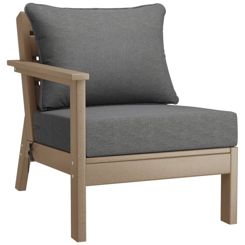 Birchwood All Weather HDPE Outdoor Patio Weathered Wood Deep Conversation Set (6-Piece Set)