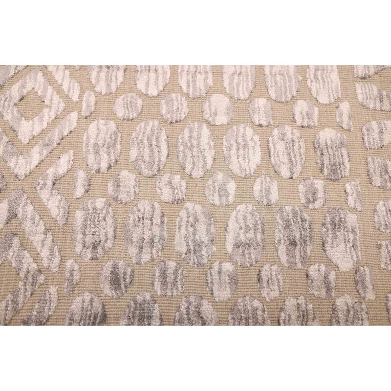 ECARPETGALLERY Hand Loomed Elysian Khaki Viscose, Wool Rug - 8'4 x 9'9